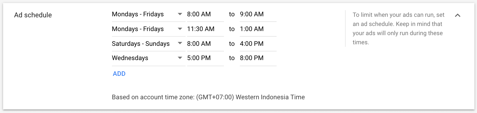 ad schedule